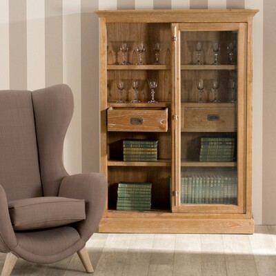 Vitrinekast Chantal met 2 lades 115 x 40 x 158 cm