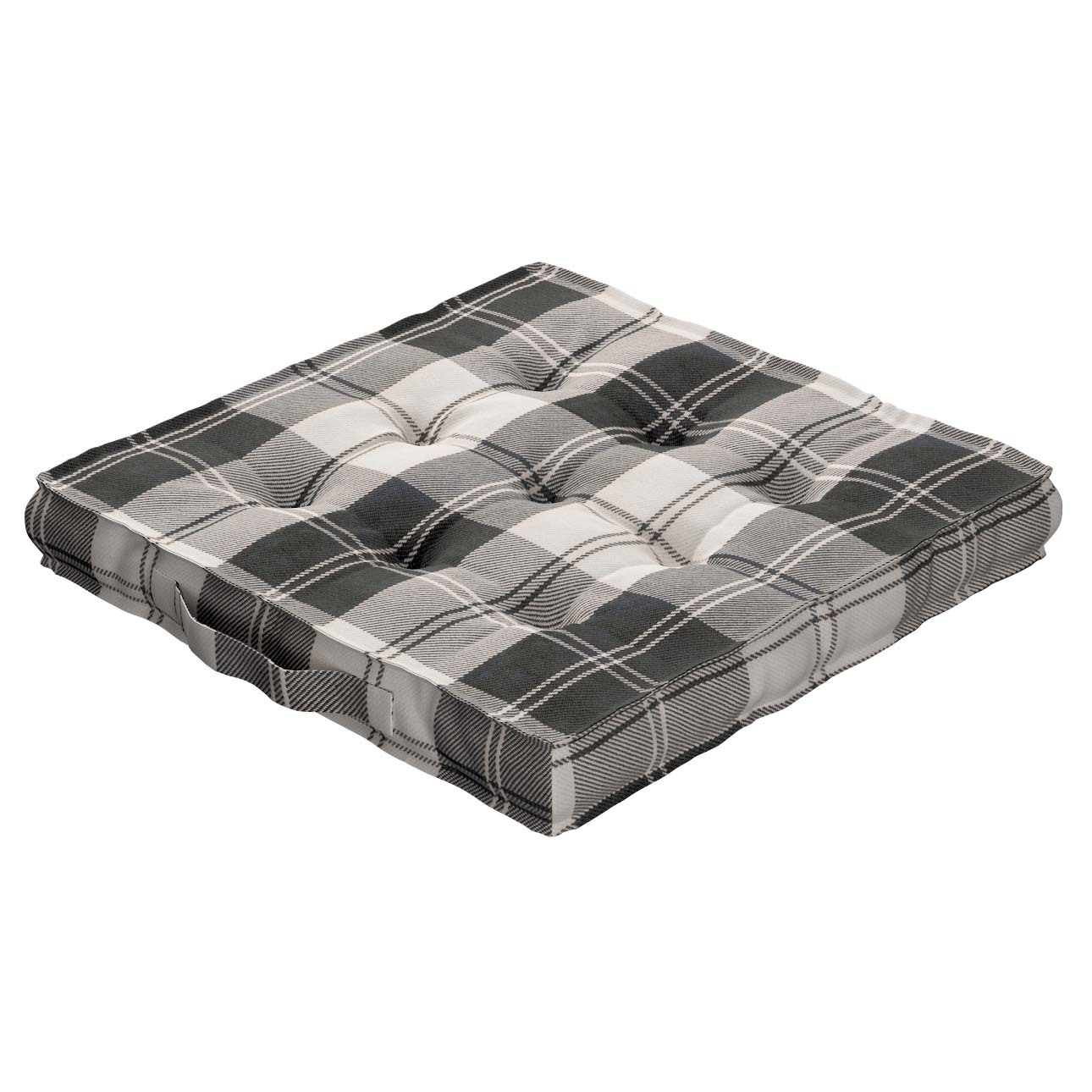 Jacob seat pad floor cushion black white tartan 115 74 40 x 40 x 6 cm 16 x 16 x 2 5 inch Dekoria