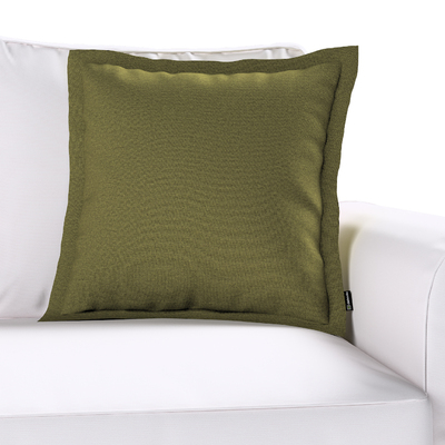 Mona cushion cover with border, olive green, 161-26, 45 x 45 cm