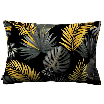 Kinga rectangular cushion cover gray gold leaves on a black background 185 81 60 x 40 cm Dekoria