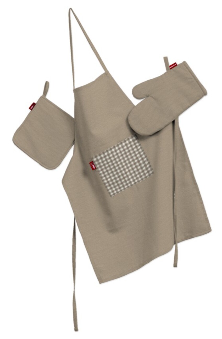 Küchenset: Schürze, Handschuh, Topflappen, hellbraun, Set, Quadro (136-09) günstig online kaufen