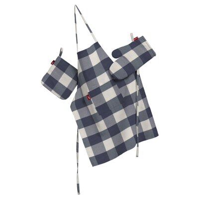 Ensemble de cuisine: tablier, gant et manique set dans la collection Quadro, Tissu: 136-03