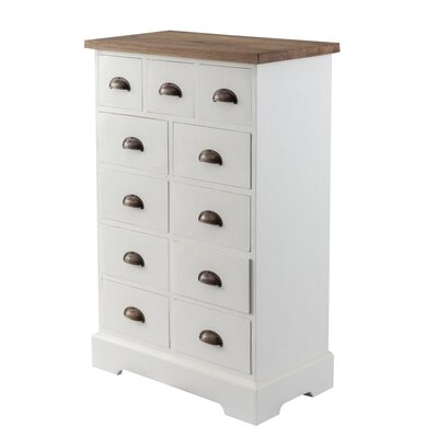 Kommode Brighton 11 Schubladen white&natural 70 x 38 x 110 cm