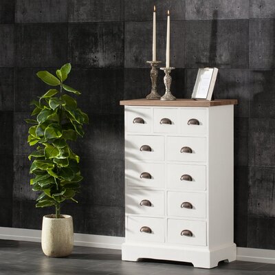 Kommode Brighton 11 Schubladen white&natural 70 x 38 x 110 cm