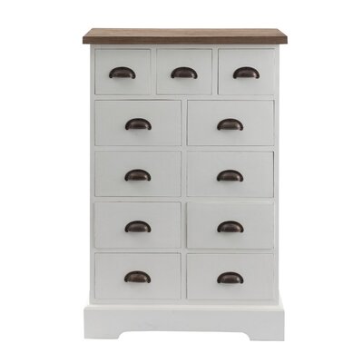 Kommode Brighton 11 Schubladen white&natural 70 x 38 x 110 cm