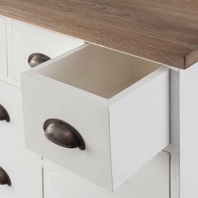Kommode Brighton 11 Schubladen white&natural 70 x 38 x 110 cm