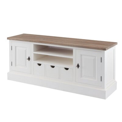 Szafka RTV Brighton 150x40x65cm white&natural 150 x 40 x 65 cm