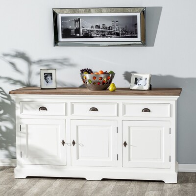 Komoda Brighton 180x55x95cm white&natural grey 180 x 55 x 95 cm