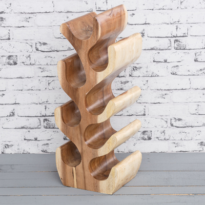 Stojan na víno Depok natural, na 8 lahví, výška 68,5cm 27 x 19,5 x 68,5 cm