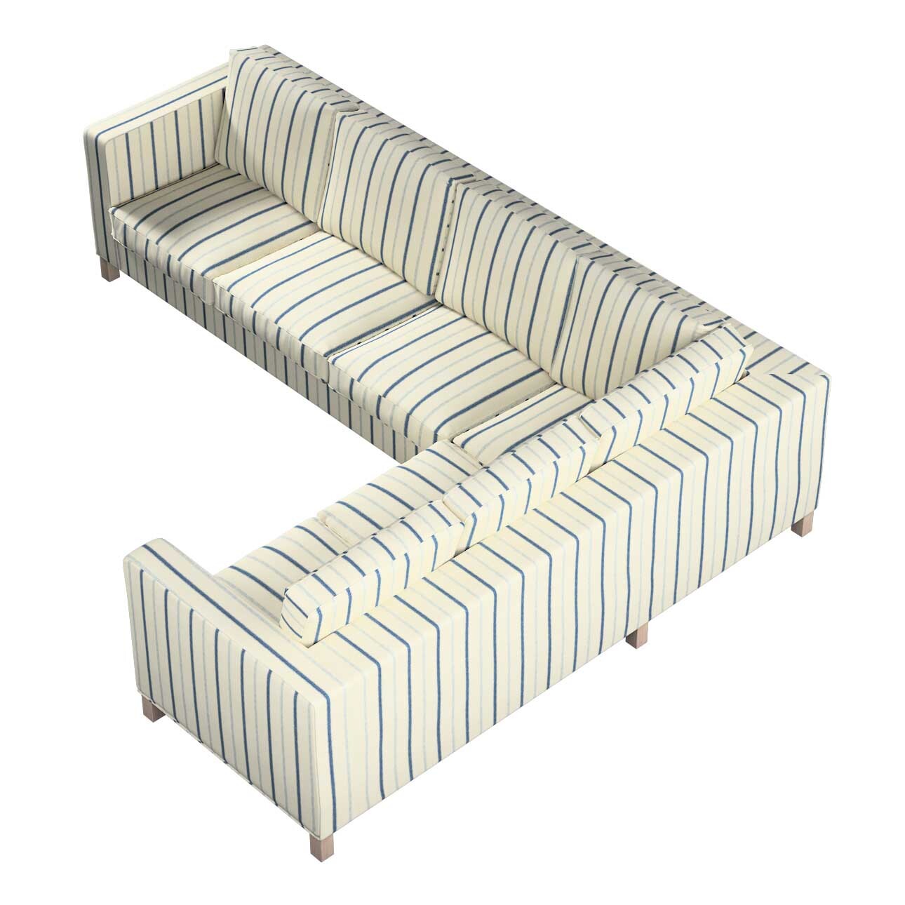 Bezug für Karlanda Sofa Ecke links, creme- blau gestreift, 36cm x 30cm x 50 günstig online kaufen