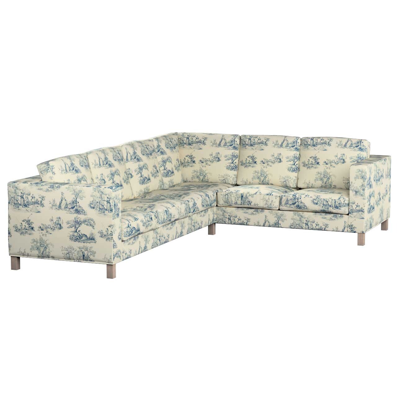 Bezug für Karlanda Sofa Ecke links, creme- blau, 36cm x 30cm x 50cm, Avinon günstig online kaufen