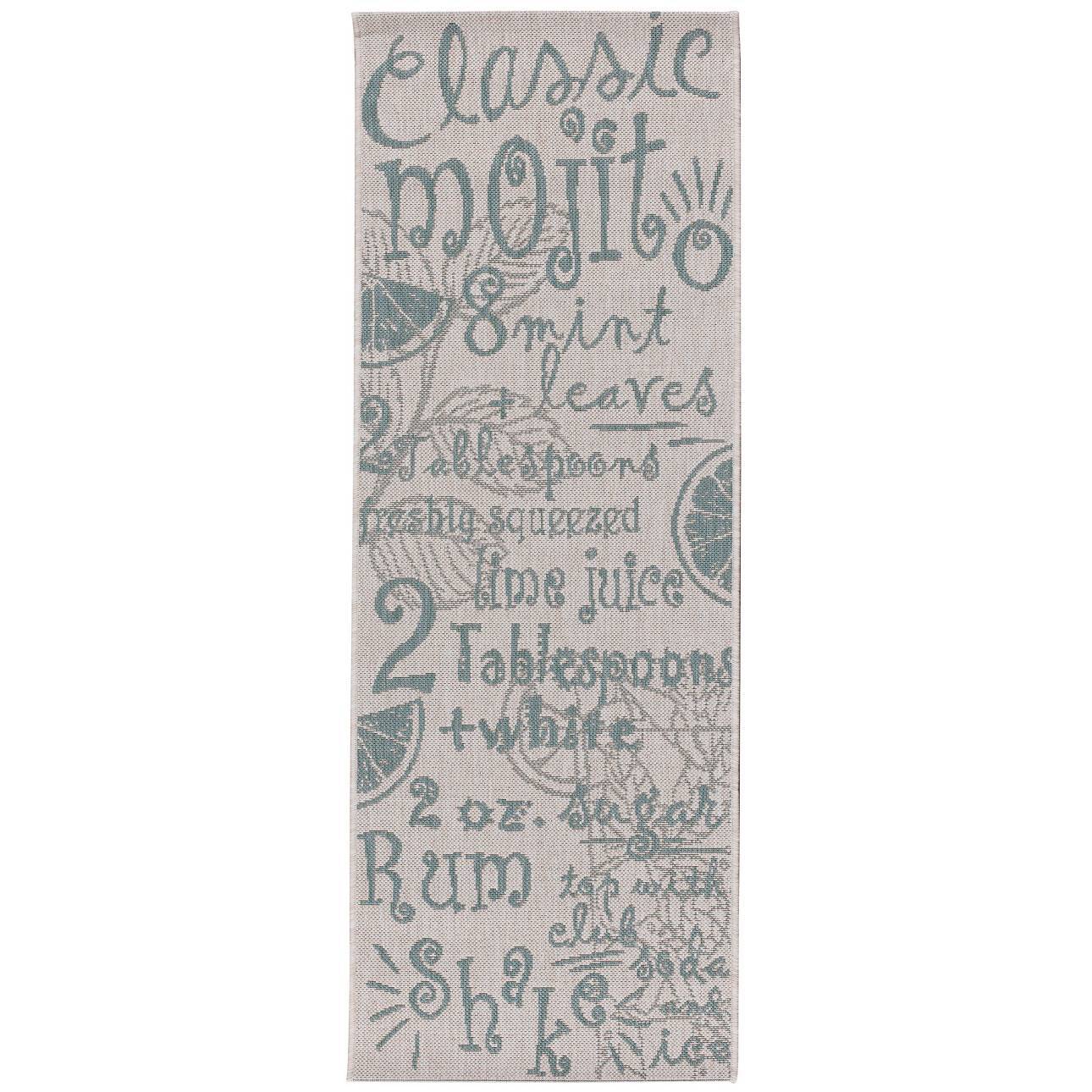 Dekoria Koberec Cottage Letters wool/spa blue 60x180cm, 60 x 180 cm