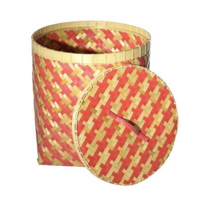 Koš s víkem Stripes 45x47cm malinový 45 x 45 x 47 cm