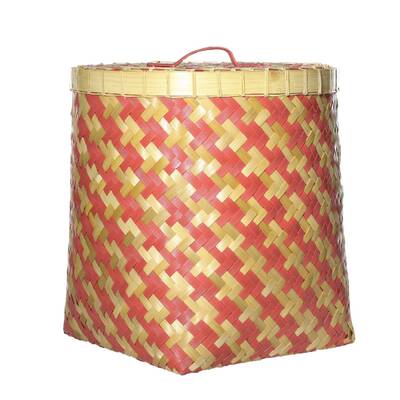Koš s víkem Stripes 45x47cm malinový 45 x 45 x 47 cm