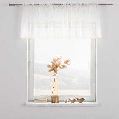Draperie margine superioara acoperire fitinguri corniza alb Lily