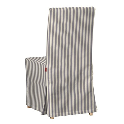 Floor length Henriksdal chair cover, navy blue and white stripes