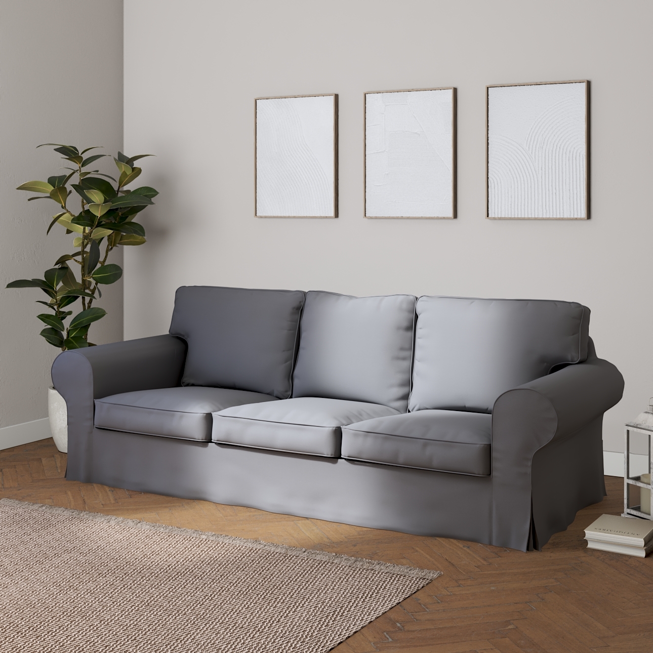 Bezug für Ektorp 3-Sitzer Sofa nicht ausklappbar, grau, Sofabezug für Ektor günstig online kaufen