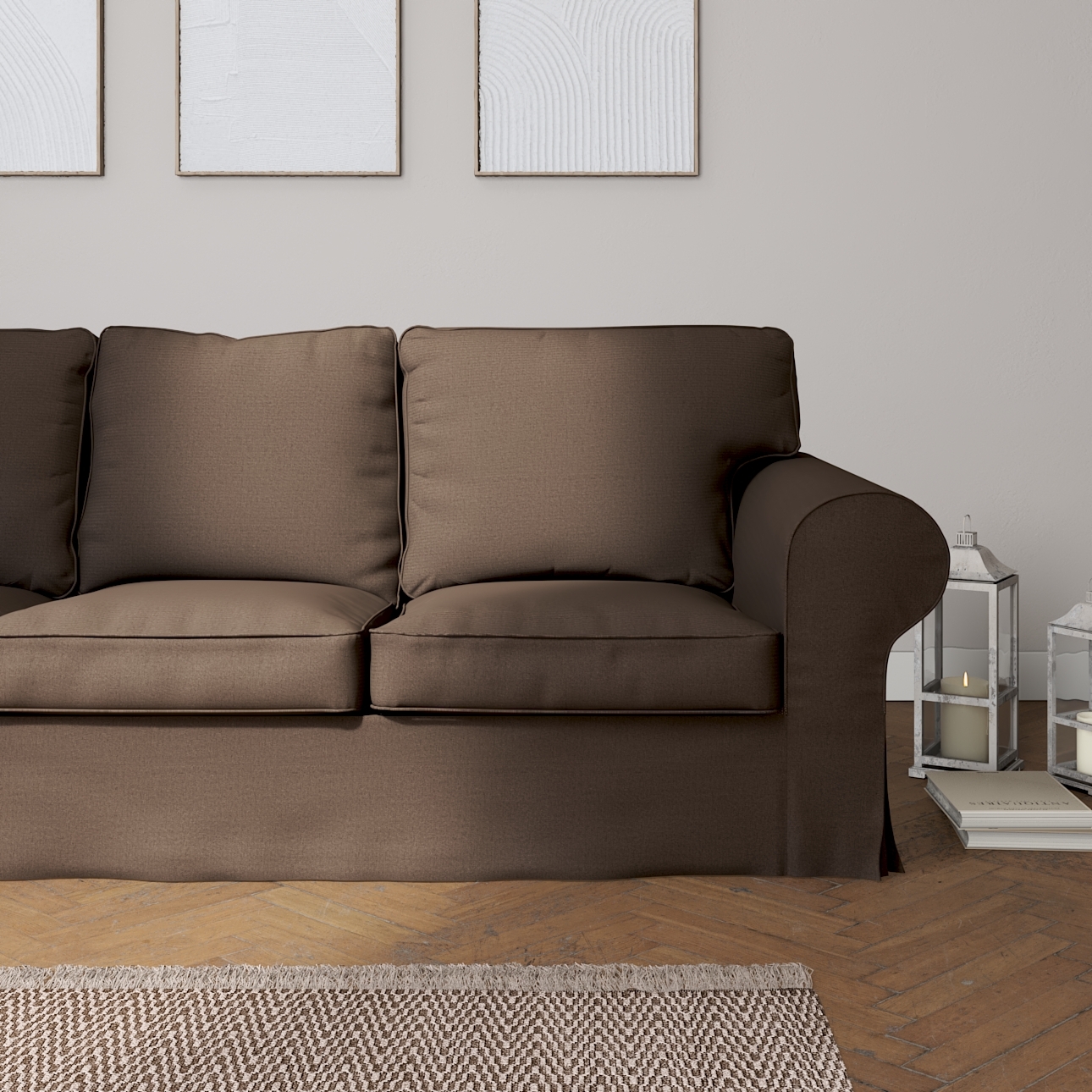 Bezug für Ektorp 3-Sitzer Sofa nicht ausklappbar, braun, Sofabezug für Ekto günstig online kaufen