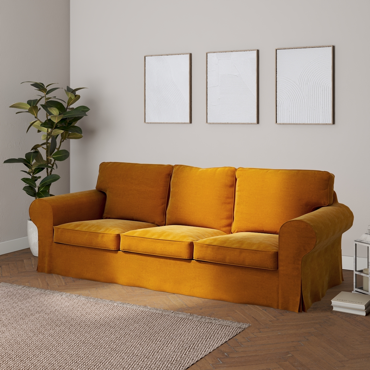 Ektorp 3 seater sofa cover mustard 704 23 218 x 88 x 73 cm Dekoria