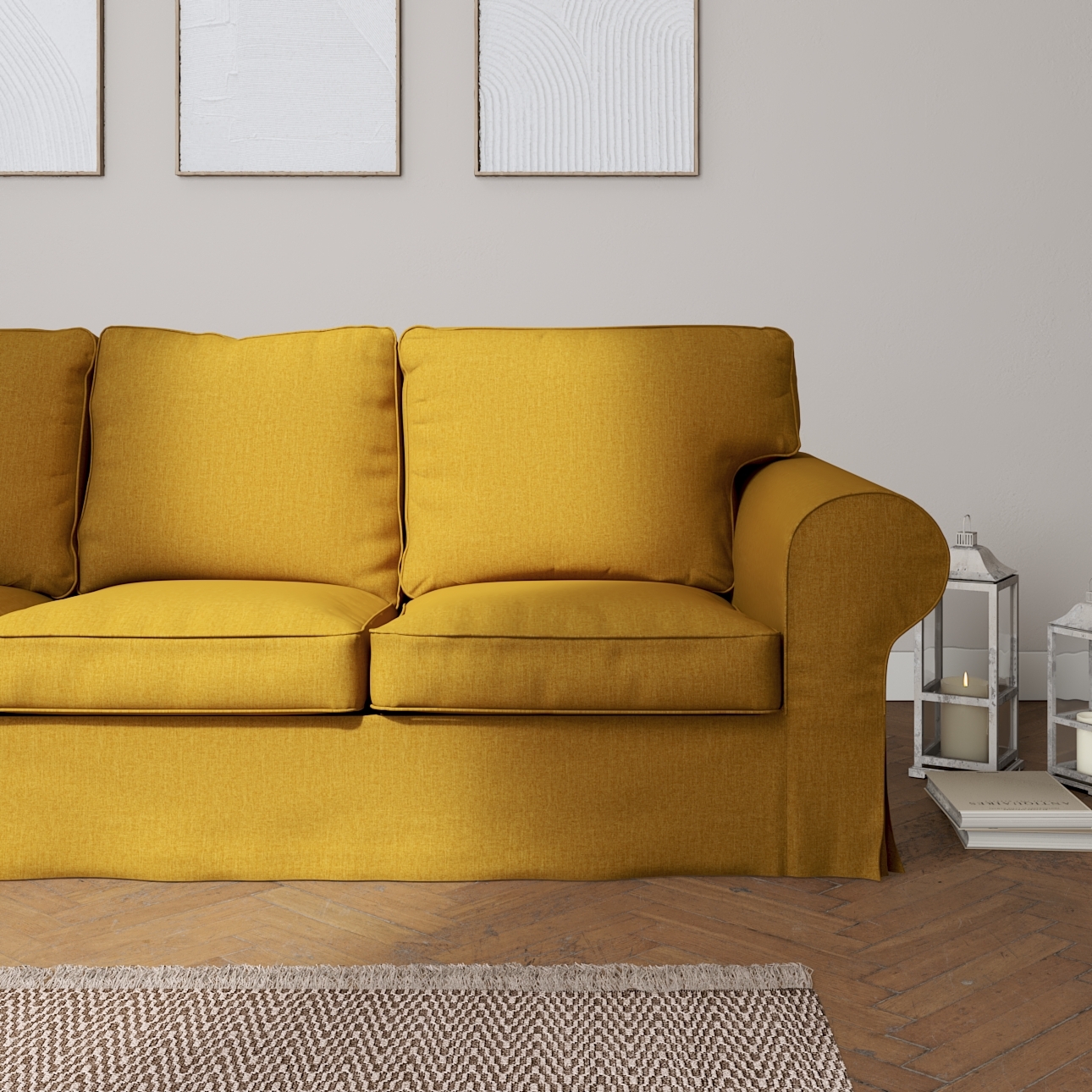 Bezug für Ektorp 3-Sitzer Sofa nicht ausklappbar, senfgelb, Sofabezug für E günstig online kaufen