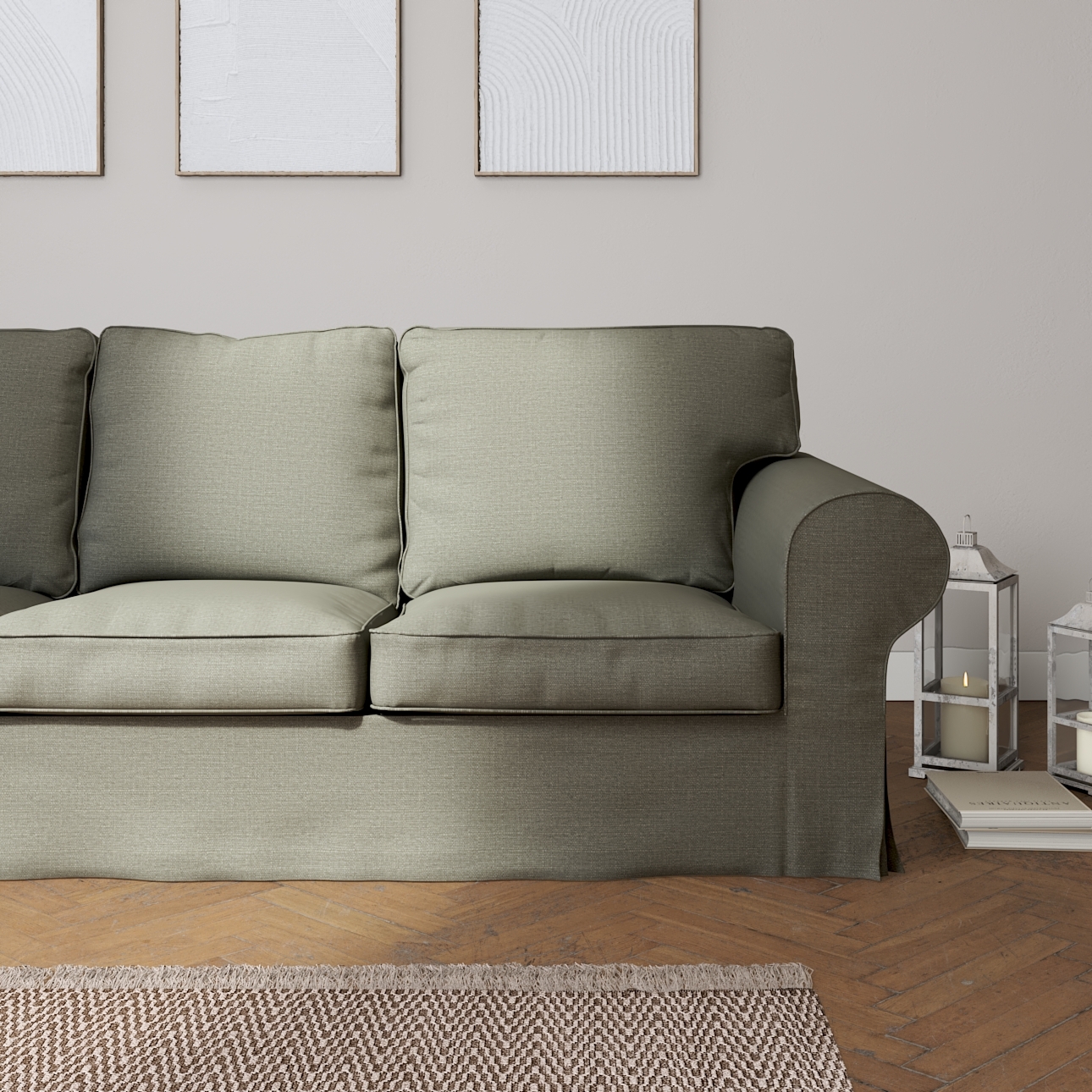 Bezug für Ektorp 3-Sitzer Sofa nicht ausklappbar, grau-beige, Sofabezug für günstig online kaufen