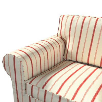 Housse De Canapé 3 Places IKEA EKTORP - Tissu Mobacka Rayé Rouge & Gris - 100% Coton - Neuf En Boîte