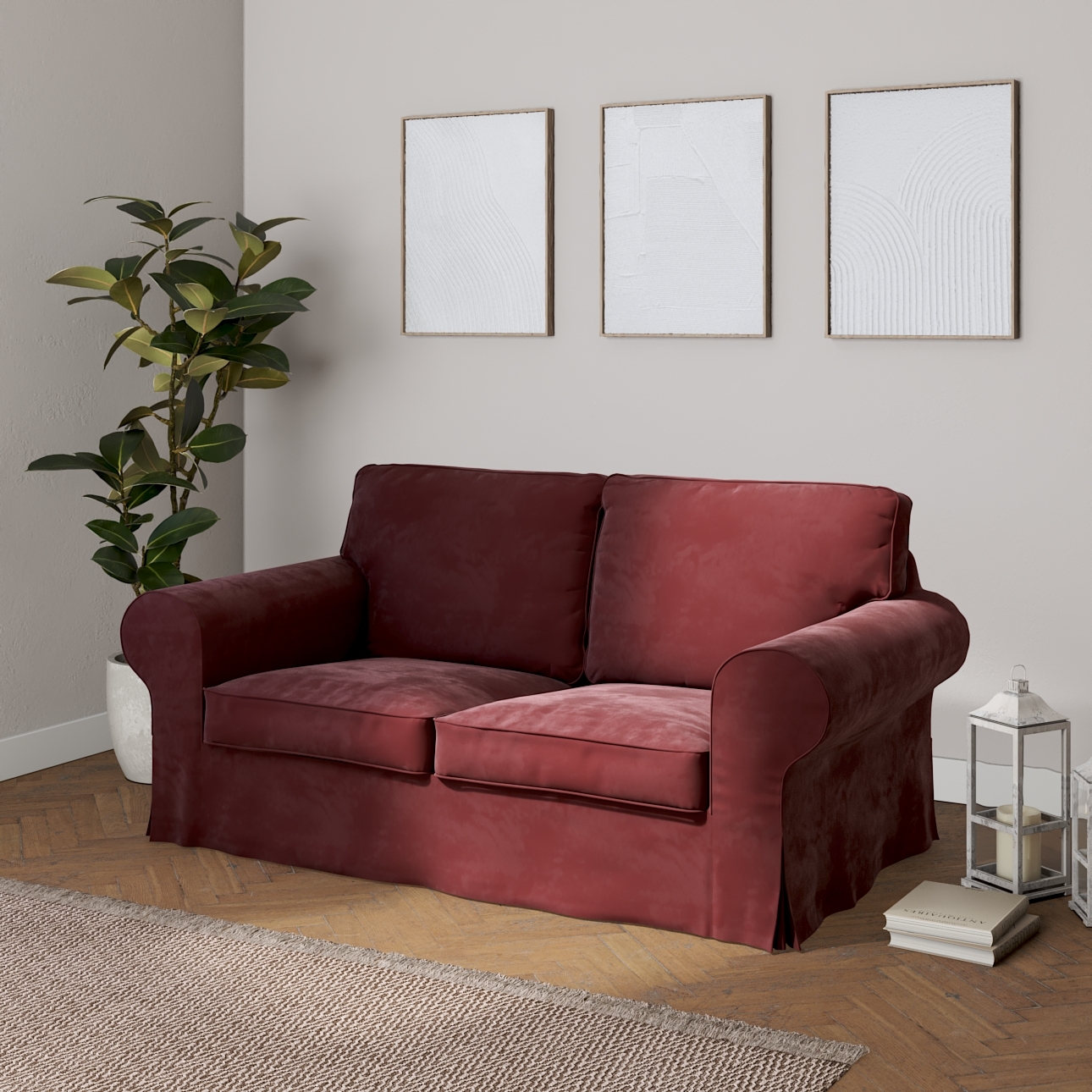 Ektorp 2-seater sofa cover, burgundy, 704-37, 173 x 83 x 73 cm