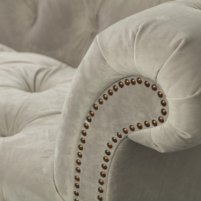 Canapé Chesterfield Glamour Velvet Light Grey 2 pers. 187 x 94 x 74 cm