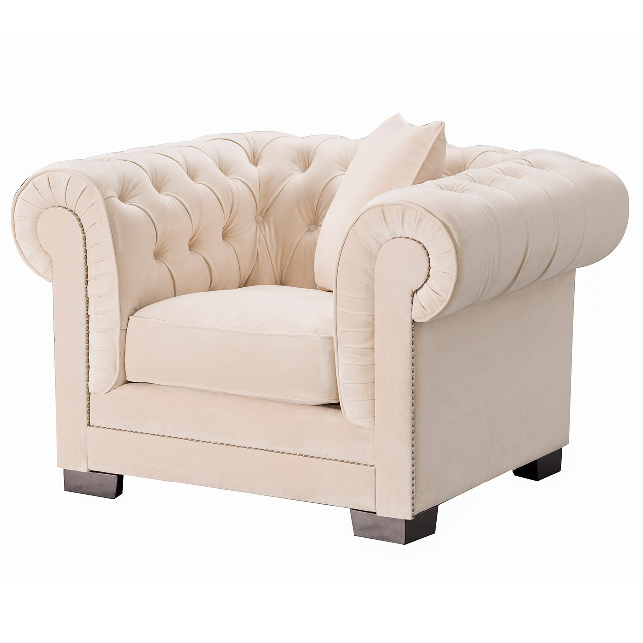 Dekoria Křeslo Chesterfield Classic Velvet Cream 118x96x77cm, 118 x 96 x 77 cm