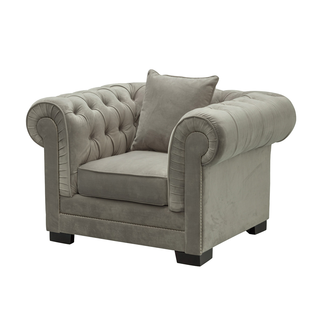 Dekoria Kreslo Chesterfield Classic Velvet Dark Grey 118 x 96 x 77 cm, 118 x 96 x 77 cm