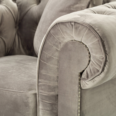 Fotel Chesterfield Classic Velvet Dark Grey 118x96x77cm 118 x 96 x 77 cm
