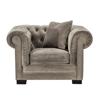 Fotel Chesterfield Classic Velvet Dark Grey 118x96x77cm 118 x 96 x 77 cm