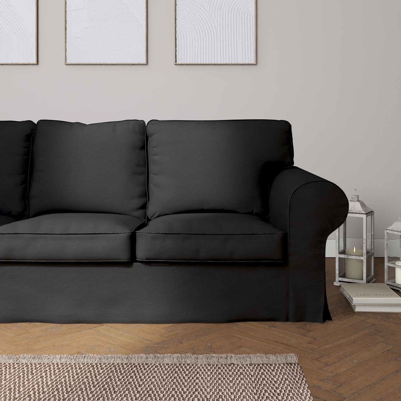 Bezug für Ektorp 3-Sitzer Schlafsofa, ALTES Modell, schwarz, Sofahusse Ekto günstig online kaufen