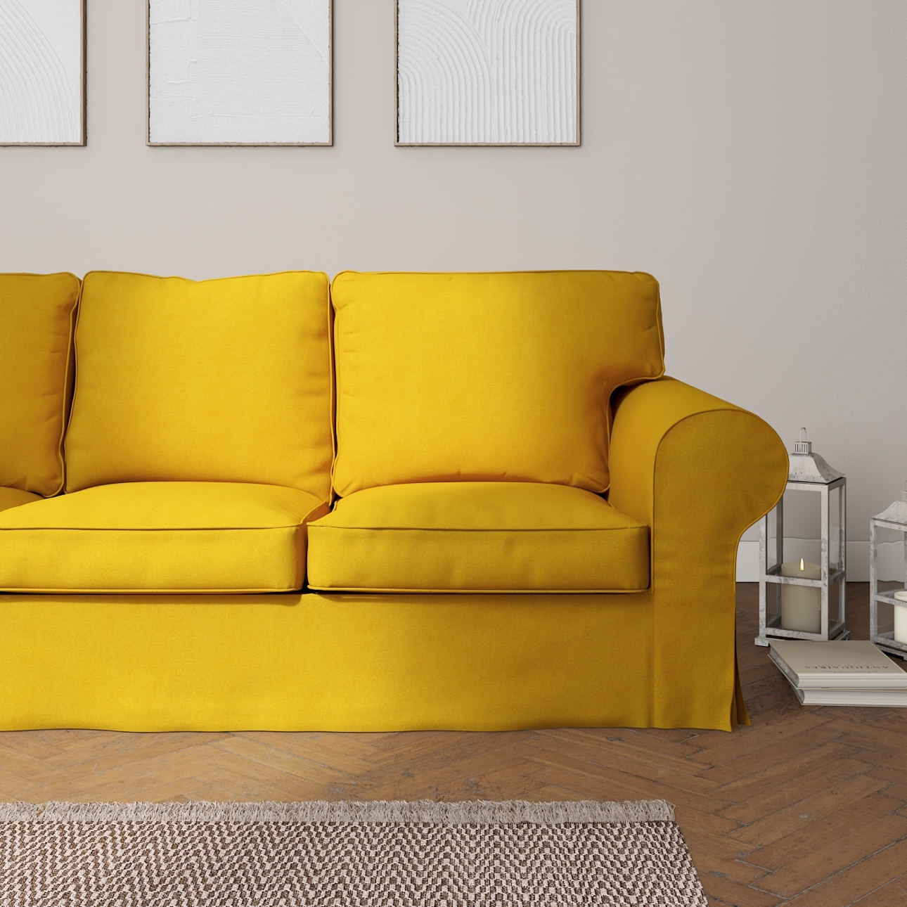 Bezug für Ektorp 3-Sitzer Schlafsofa, ALTES Modell, senffarbe, Sofahusse Ek günstig online kaufen