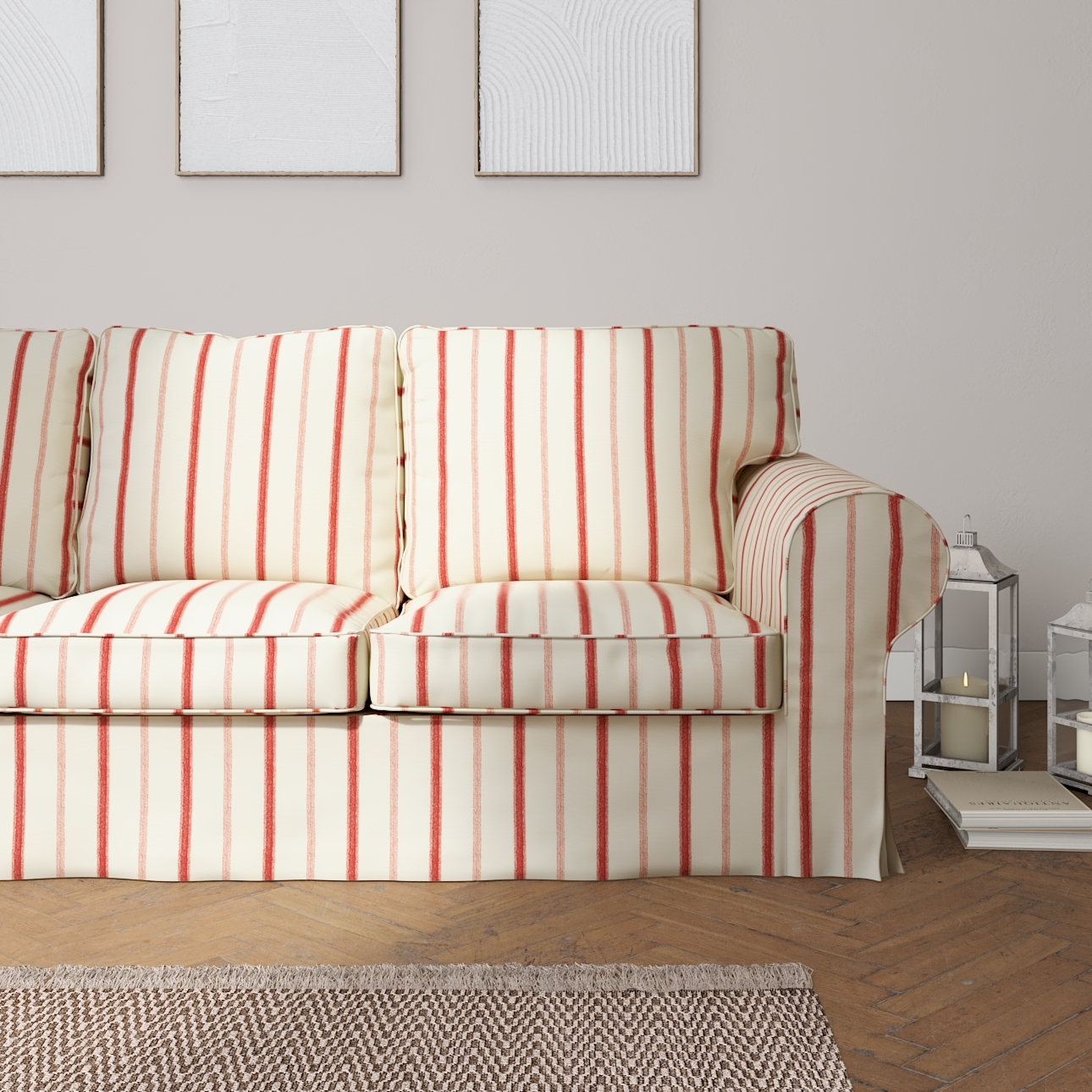 Bezug für Ektorp 3-Sitzer Schlafsofa, ALTES Modell, creme- rot gestreift, S günstig online kaufen