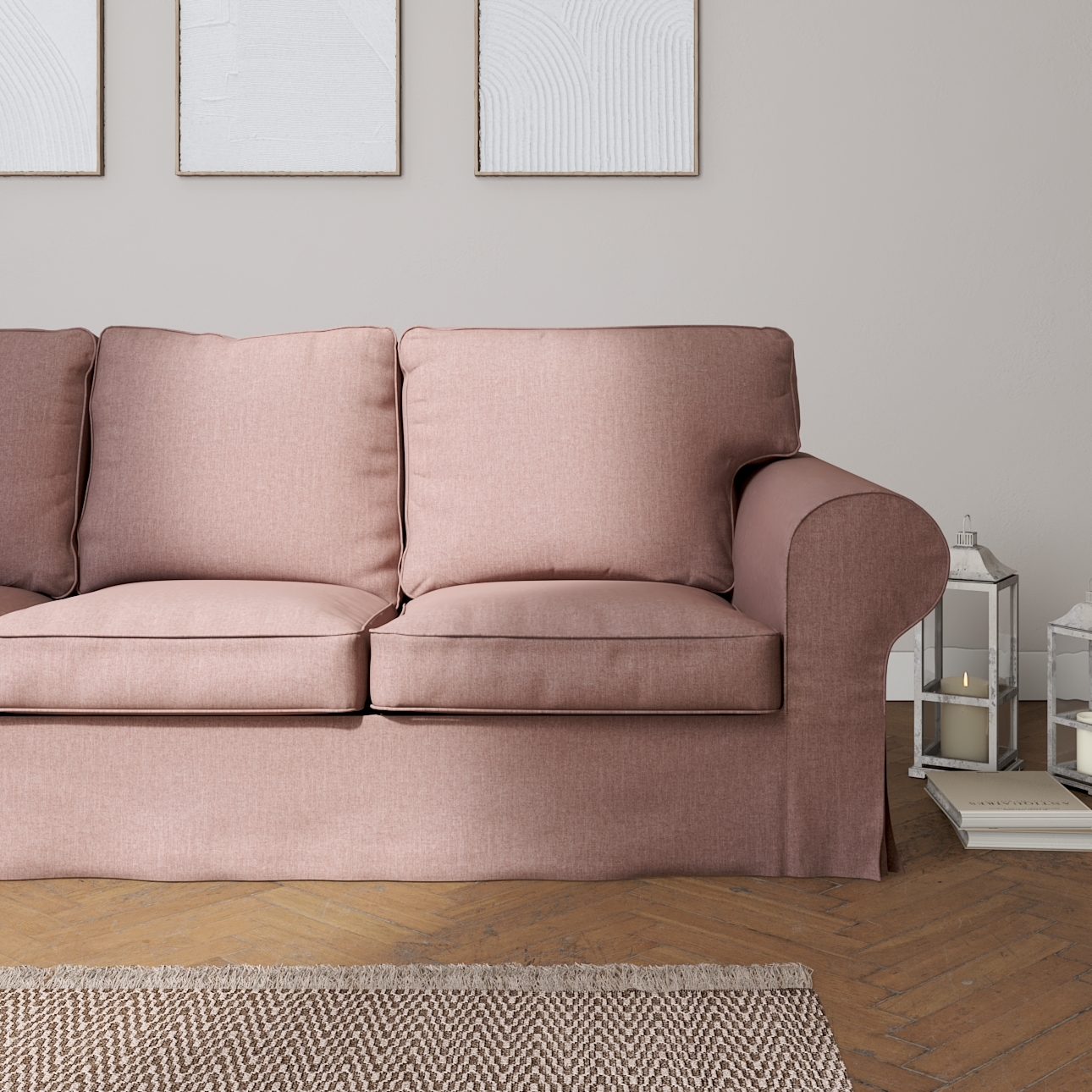 Bezug für Ektorp 3-Sitzer Schlafsofa, ALTES Modell, altrosa, Sofahusse Ekto günstig online kaufen