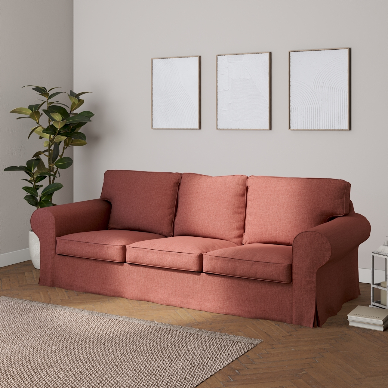 Bezug für Ektorp 3-Sitzer Schlafsofa, ALTES Modell, cognac braun, Sofahusse günstig online kaufen