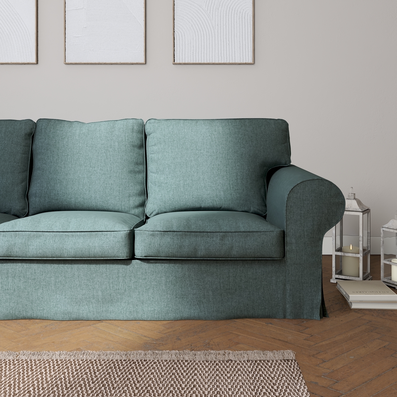 Bezug für Ektorp 3-Sitzer Schlafsofa, ALTES Modell, grau- blau, Sofahusse E günstig online kaufen