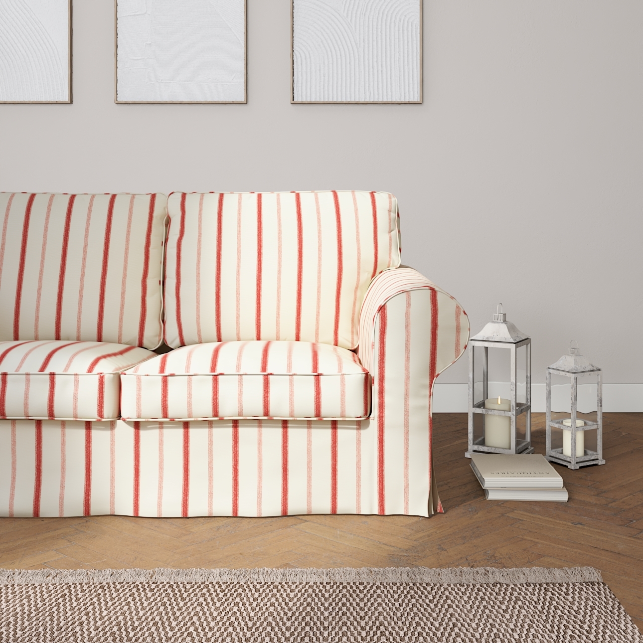 Bezug für Ektorp 2-Sitzer Schlafsofa ALTES Modell, creme- rot gestreift, So günstig online kaufen