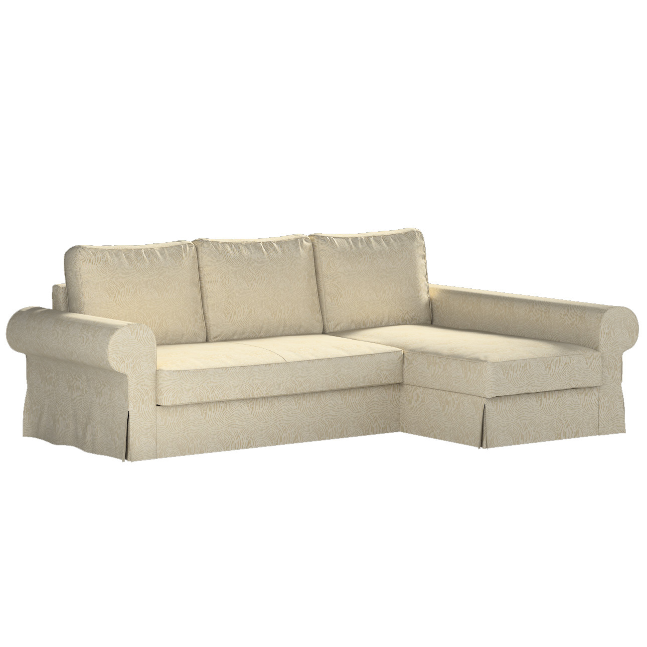 Backabro sofa bed with chaise longue cover, beige-gold, 162-07