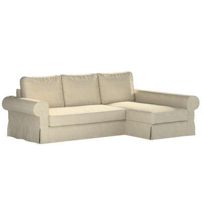 Backabro sofa bed with chaise longue cover, beige-gold, 162-07