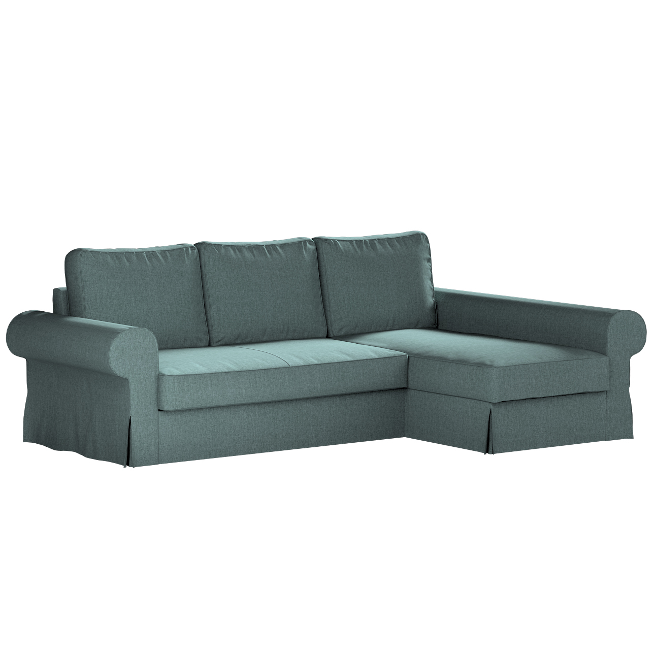 Backabro sofa bed with chaise longue cover, gray blue chenille