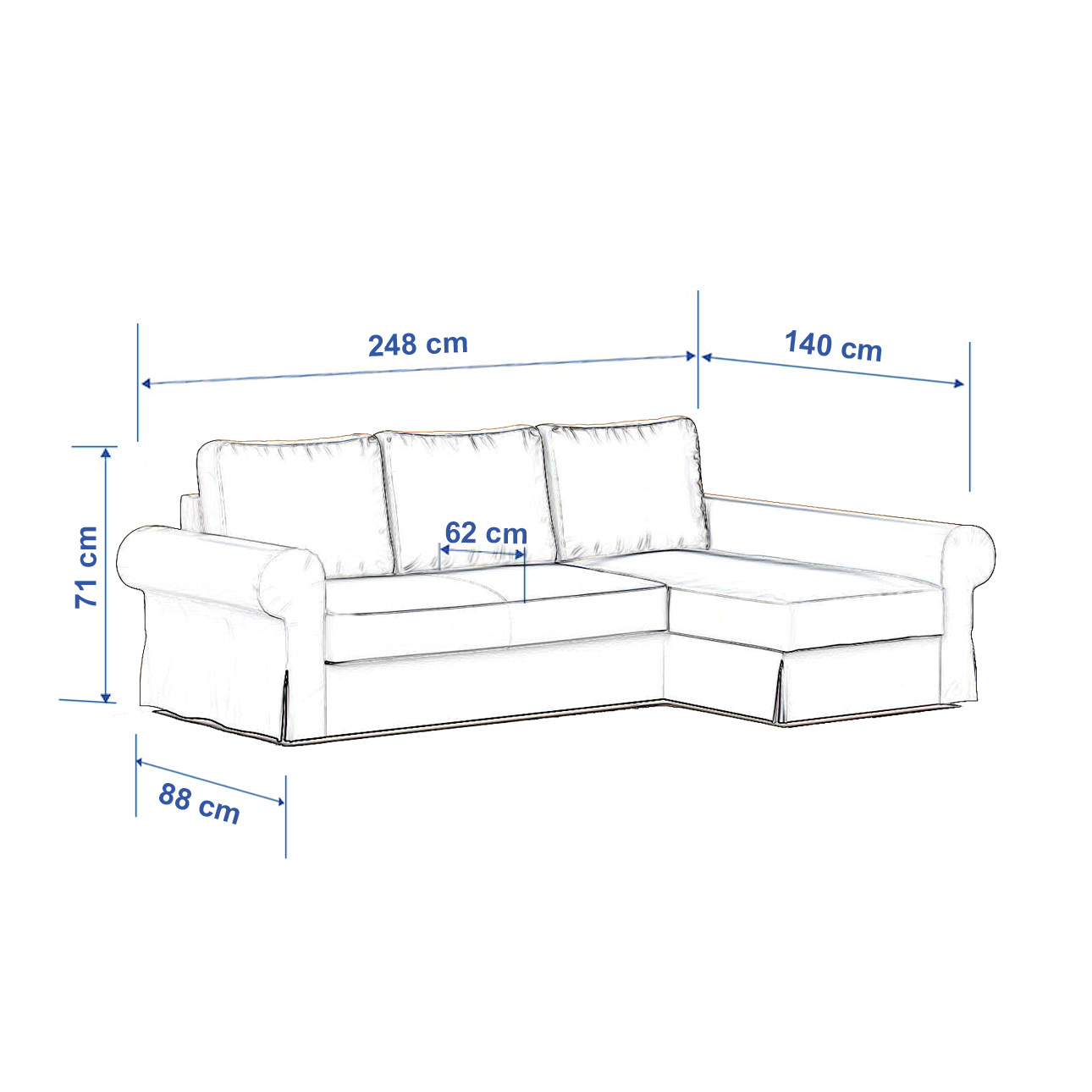 Potah na pohovku IKEA Backabro rozkládací se šezlongem