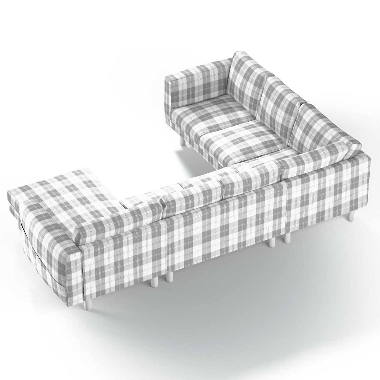 5seat corner sofa with chaise longue cover, grey & white