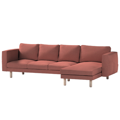 Norsborg 4-seat sofa with chaise longue cover, brown-cognac, 704
