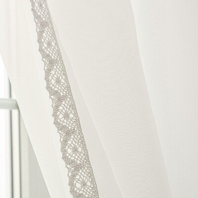 Záclony Lily 2 ks s krajkou, dlouhé 200 x 250 cm v kolekci Voile - Voál, látka: 900-00