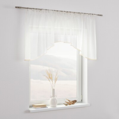 Kurzgardine Lily aus Voile weiß mit Baumwollspitze