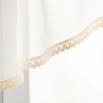 Kurzgardine Lily aus Voile weiß mit Baumwollspitze 200 x 80 cm von der Kollektion Voile, Stoff: 900-01
