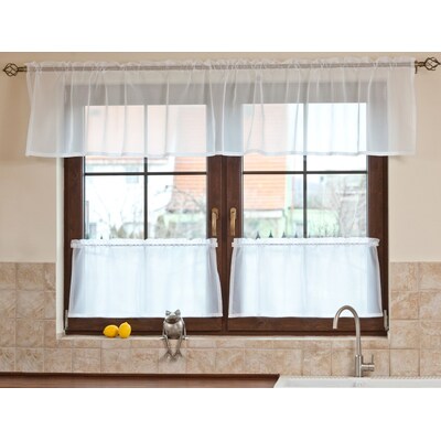 Margine perdea 50 cm + pliu alb 2,5 cm inaltime 50 cm + 2,5 cm franjuri în colecție Voile, țesătură: 900-00