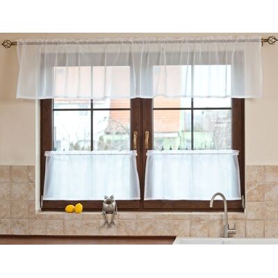 Margine perdea 50 cm + pliu alb 2,5 cm inaltime 50 cm + 2,5 cm franjuri în colecție Voile, țesătură: 900-00